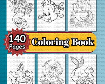 140 pagine/Libro da colorare/Pagine da colorare per bambini/File PDF/Download digitale/Formato A4/Attività da colorare per bambini/Pagine da colorare/Principessa da colorare