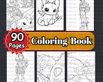 90 Pages/ Coloring Book/ Coloring Pages for Kids/ PDF File/Digital Download/ A4 Size/Kids Coloring Activity/Coloring Pages/Birthday Activity