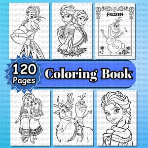 Può includere: Un libro da colorare in bianco e nero con personaggi del film Frozen. La copertina mostra Elsa, Anna, Olaf e Sven. Il libro ha 120 pagine.