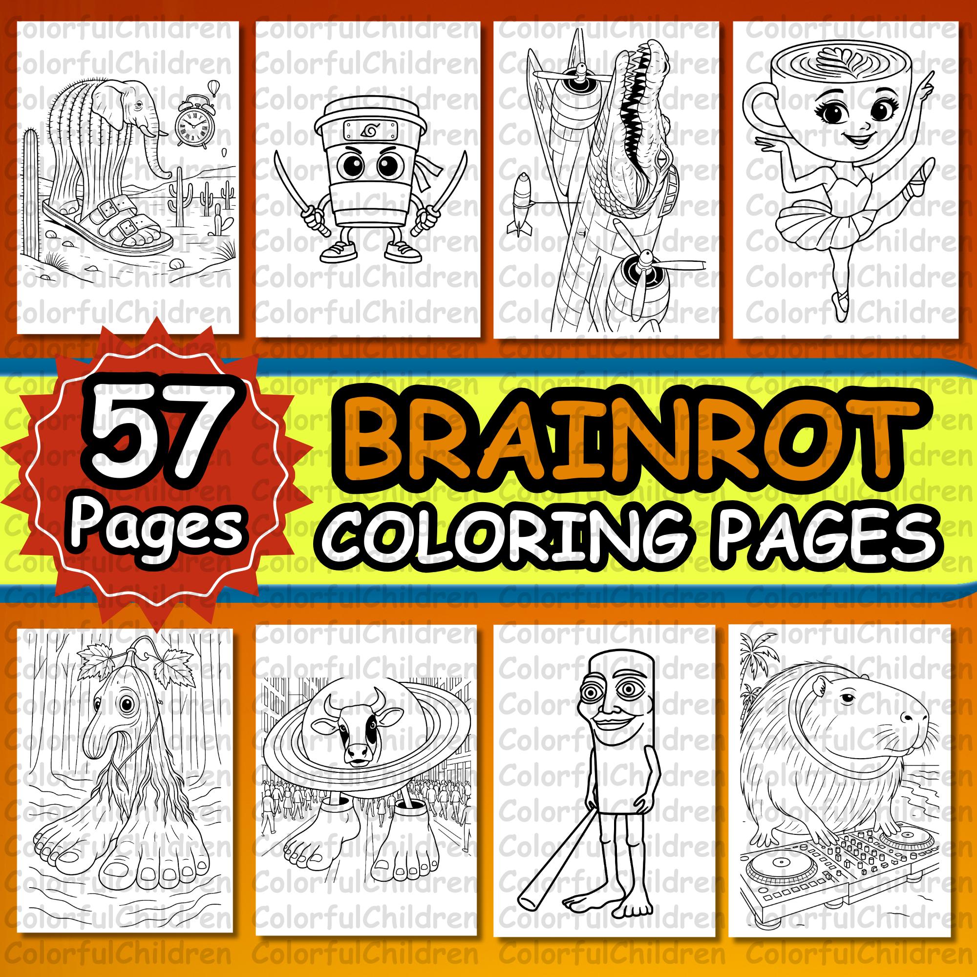 57 Pages / Brainrot Coloring Pages / PDF File/ Digital Download/ A4 Size/ Kids Coloring Activity/ Coloring Pages/ Brainrot Coloring Sheets