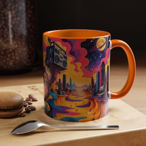 Coffee Mug, Abstract Colorful Surrealisme Design, Funky Ceramic Cup, Tea Lover Gift, Kitchen Decor