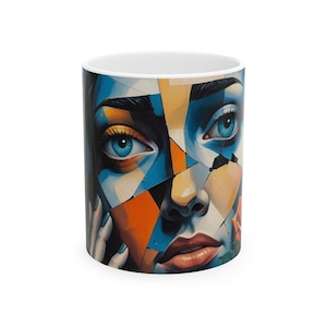 Abstract Art Ceramic Mug | Unique Coffee Mug, Artistic Tea Cup, Gifts for Art Lovers, Colorful Mug for Home or Office