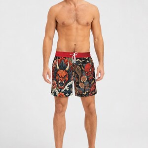 Yakuza Oni Dragon Irezumi Tattoo Swim Shorts | Koi Japanese Board Shorts