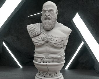 Kratos God of War Bust STL, Spartan Warrior 3D Print Model, Ghost of Sparta Statue, Game Hero Collectible Figure, Mythic Greek Legend STL