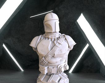The Mandalorian Bust, Star Wars Digital 3D Model, The Mandalorian Stl 3D model design, Star Wars Stl File for 3D Printing, Star Wars Digital