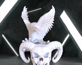 Devil Skull and Eagle Figure, Devil Skull Digital 3D Model, Eagle Figure Stl 3D model design, Devil Skull Stl File 3D Printing, Digital STL
