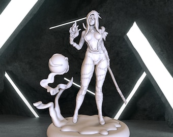 Morrigan with Base NSFW Figure, Morrigan Digital 3D Model, NSFW Girl Figure Stl 3D model design, Morrigan Stl File 3D Printing, NSFW Girl