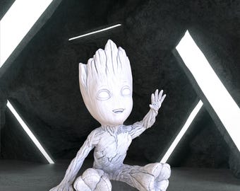 Happy Baby Groot Figure, Groot Digital 3D Model, Groot Stl 3D model design, Groot Stl File 3D Printing, Groot Digital STL, Baby Groot STL