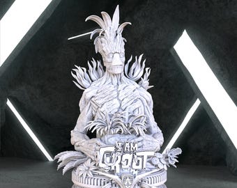 Groot Bust, Groot Digital 3D Model, Groot Stl 3D model design, Groot Stl File 3D Printing, Groot Digital STL, Groot 3d Model Digital STL