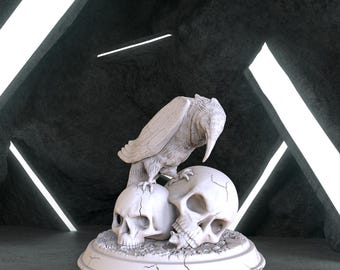 Raven Skull, Raven Skull Digital 3D Model, Raven Skull Stl 3D model design, Raven Skull Stl File for 3D Printing, Raven Skull Digital STL