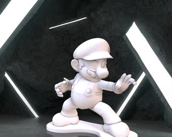 Super Mario with Base Figure, Super Mario Digital 3D Model, Super Mario Bros Stl 3D model design, Mario Stl File 3D Printing, Super Mario
