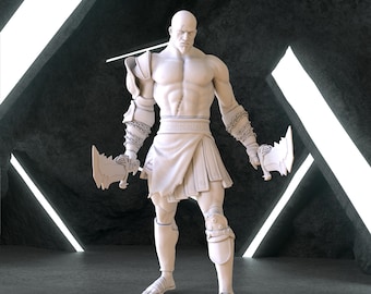 Young Kratos God of War STL, Spartan Warrior 3D Print Model, Blades of Chaos Action Statue stl, Zeus in Hell 3d STL, Game Hero Figure stl