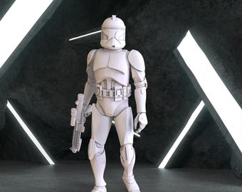 Clone Trooper Figure, Star Wars Digital 3D Model, Clone Trooper Figure Stl 3D model design, Star Wars Stl File 3D Printing, Star Wars STL