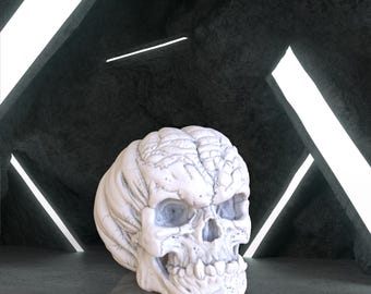 Evil Pumpkin Skull, Pumpkin Skull Digital 3D Model, Halloween Skull Stl 3D model design, Evil Stl File 3D Printing, Halloween Digital STL