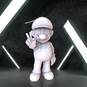 Figura di Super Mario, modello 3D digitale di Super Mario, progettazione del modello 3D Stl di Super Mario Bros, stampa 3D del file Stl di Mario, STL digitale di Super Mario