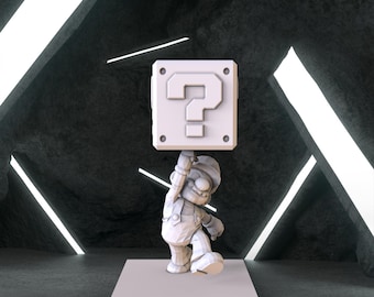 Mario and Question Block Figure, Super Mario Digital 3D Model, Super Mario Bros Stl 3D model design, Mario Stl File 3D Printing, Digital STL