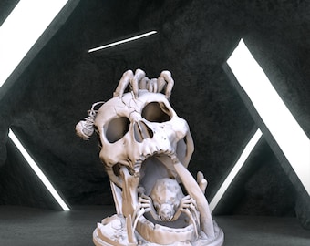 Skull Shaped Spider Nest, Skull Shaped Spider Nest Digital 3D Model, Spider Stl 3D model design, Skull Stl File for 3D Printing, Digital STL