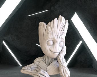 Baby Groot Flower Pot Figure, Groot Digital 3D Model, Groot Stl 3D model design, Pot Stl File 3D Printing, Groot Digital STL, Flower Pot STL