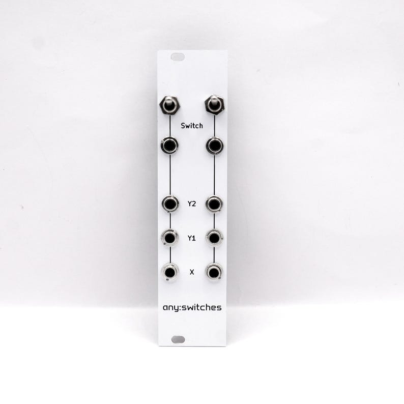 Pu&ograve; includere: Un modulo elettronico bianco con pi&ugrave; interruttori e manopole neri. Il testo "Switch", "Y2", "Y1", "X" e "any:switches" &egrave; stampato sul modulo. Il modulo ha una forma rettangolare con due fori nella parte superiore.