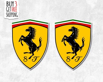 2x Ferrari Stickers, Magnets, Car, Bike, Laptop, Water Bottle High Quality Vinyl stickers