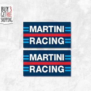 2x Martini Racing Stickers, Magnets, Car, Bike, Laptop, Water Bottle High Quality Vinyl stickers
