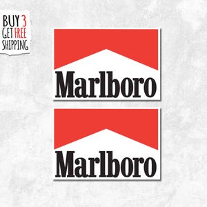 2x adesivi Marlboro, adesivi riflettenti, auto, bici, laptop, adesivi in vinile di alta qualità per bottiglie d'acqua