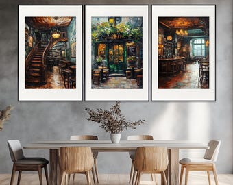 Irish Pub Set of 3 Posters, Irish Pub Prints, Irish Wall Art, Vintage Irish Pub Triptych, Bartender Gift, Bar Owner Gift, Irish Pub Decor
