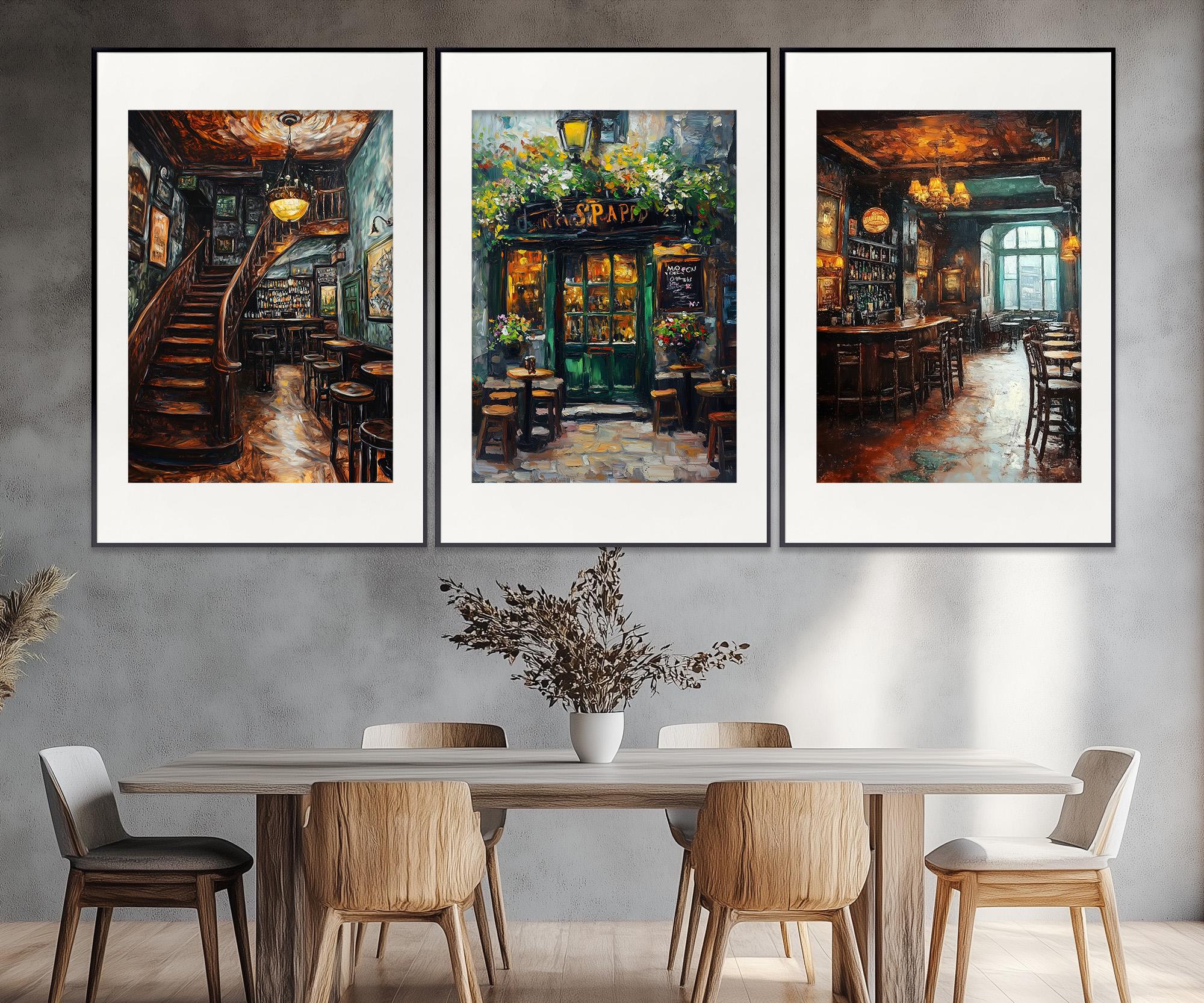 Irish Pub Set of 3 Posters, Irish Pub Prints, Irish Wall Art, Vintage Irish Pub Triptych, Bartender Gift, Bar Owner Gift, Irish Pub Decor