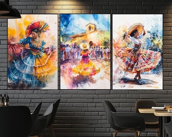 メキシコのダンスアート メキシコのフォークダンス キャンバス壁アート