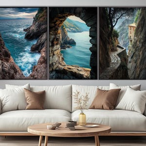 Scenic Cinque Terre Nature Landscapes Seto of 3 Posters, Cinque Terre Wall Art,  Manarola, Riomaggiore, Italian Wall Art