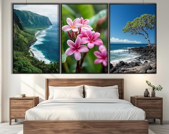 Hawaii Wall Art, Hawaii Set of 3 Posters, Hawaii Beach Triptych, Hawaii Prints, Tropical Beach Poster, Hawaii Landscape