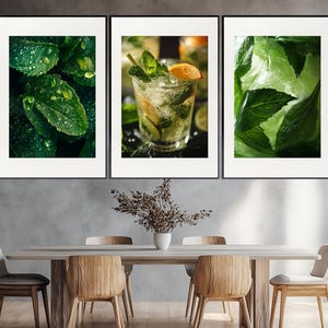 Mojito Set of 3 Posters, Mojito Wall Art, Lime Prints, Cocktail Bar Decor, Kitchen Wall Decor, Citrus Posters, Bartender Gift