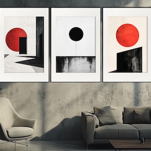 Contemporary Wall Art, Set of 3 Geometric Posters, Minimalist Geometric Wall Art, Kazimir Malevich Style Wall Art, Abstract Wall Decor