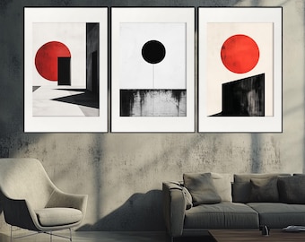 Contemporary Wall Art, Set of 3 Geometric Posters, Minimalist Geometric Wall Art, Kazimir Malevich Style Wall Art, Abstract Wall Decor
