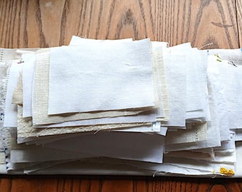 Vintage linen and cotton strips, white, off white, natural, beige, 3/4 pound, for crafting, embroidery, doll clothes, ornaments, garlands