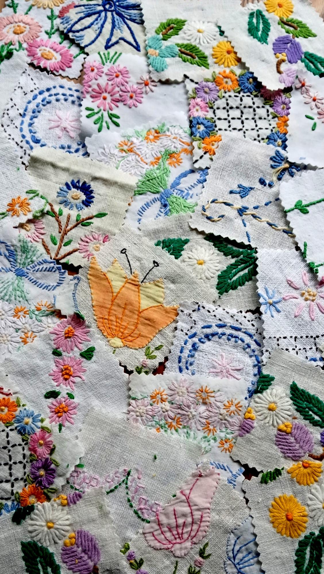paquet de ferraille de broderie vintage pour sachets de bricolage, couture lente, journal de bordel, embellissement, 3 pouces, broderie de rebut, sac de saisie de broderie