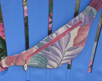 Purple, red, and green sling bag, fanny pack, hip bag, hip pack, waist purse, belt bag, boho, safe and secure