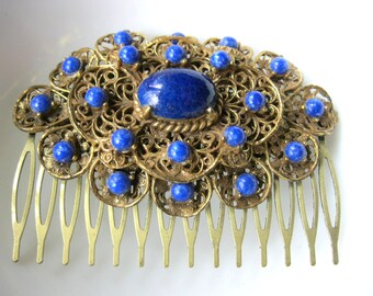 Large royal blue brooch hair comb for bride, bridesmaid, mother of the bride, grooms mother, prom