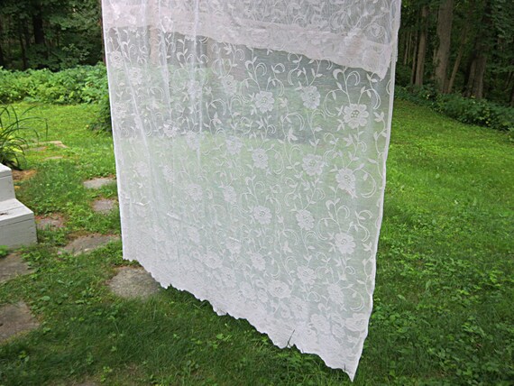 Pink Lace Curtain Panel Floral Design 64 Inches Long X 58 Etsy