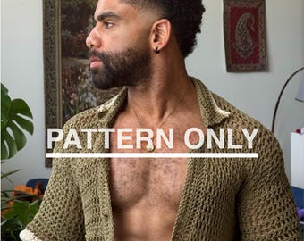 Men's Beginner Friendly Crochet Button up Collared Shirt
