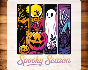 Halloween DTF Iron On Transfer: Witch, Ghost, Pumpkin, Cat - Ready to Press
