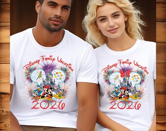 Disney Family Vacation 2026 Ready to Press, Disney Castle Fireworks Iron On