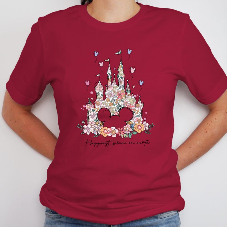 Floral Disney Castle DTF Transfer, Mickey Mouse Iron On Decal image 7