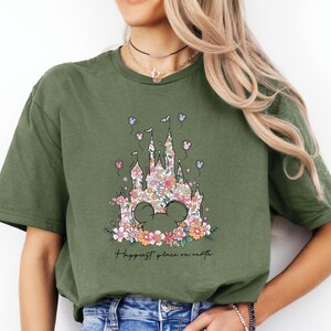 Floral Disney Castle DTF Transfer, Mickey Mouse Iron On Decal image 6