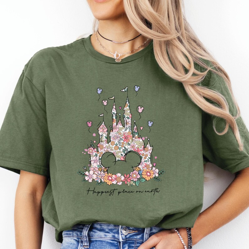 Floral Disney Castle DTF Transfer, Mickey Mouse Iron On Decal image 6