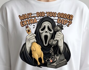 Funny Scream Halloween DTF Transfer, Ghostface Extra Dip Iron On, Halloween Movie Parody Ready to Press, Spooky Season Heat Press