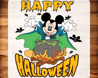 Happy Halloween Mickey Cauldron Dtf Transfer, Cute Disney Witch Cauldron Heat Press, Slime Font Iron On Decal, Halloween DTF, Ready to Press