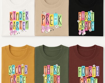 Back to School DTF Transfer: Pre-K to 4th Grade Pastel Design