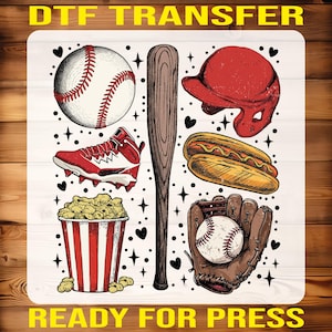 Retro Baseball Ready For Press, Vintage Baseball Heat Press, Game Day Iron On, Mom Game Iron On Transfer,  Mothers Day Gift Dtf Transfer
