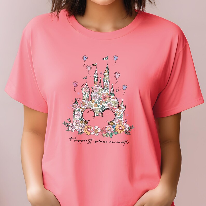Floral Disney Castle DTF Transfer, Mickey Mouse Iron On Decal image 8